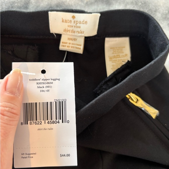 NWT Kate Spade Toddler Zipper Black Leggings Sz 4Y #0759 - Picture 4 of 5